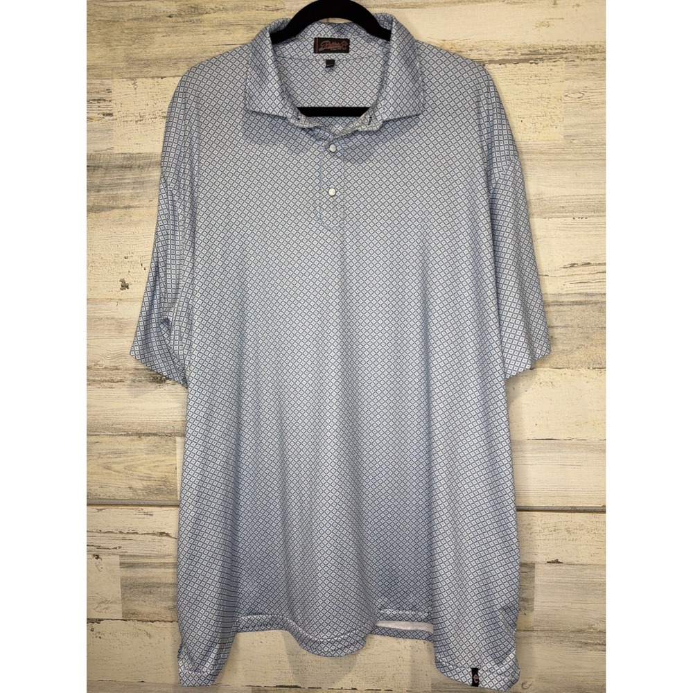 Rafter C‎ Polo Shirt Men 3XL Blue Geometric Western Performance Golf EUC